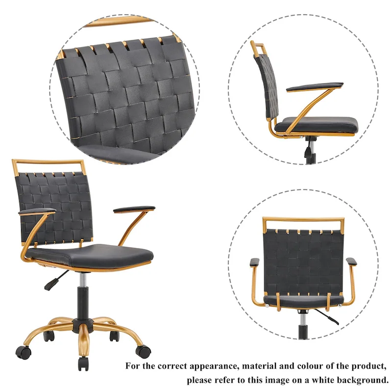 CAROCC Home Office Desk Chair Gold with Throw Pillow