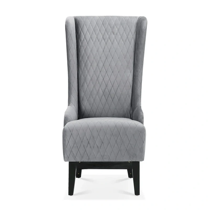 Upholstered Velvet Accent Chair with High Wingback and Wooden Legs
