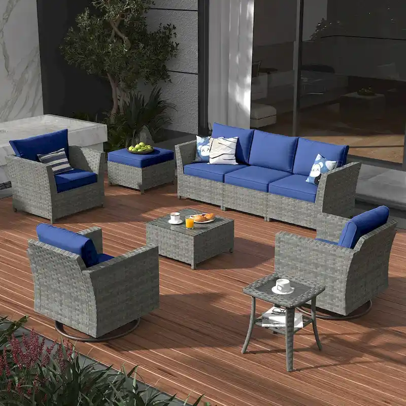 XIZZI 9-piece Patio Furniture Sectional Set with Swivel Rocking Chairs