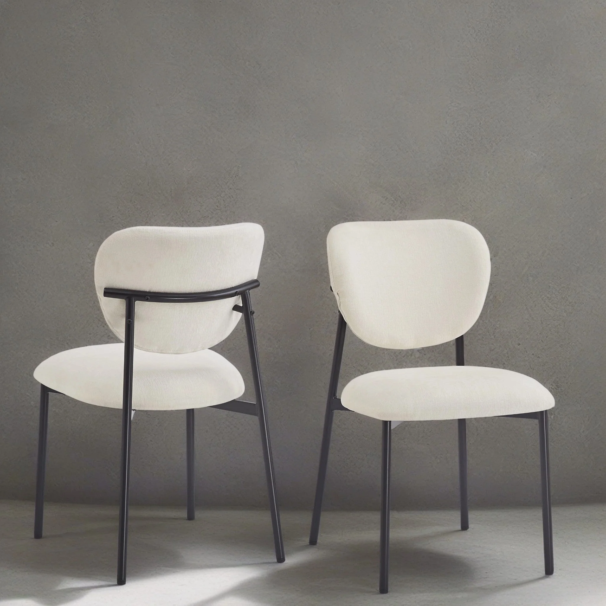 Modern Beige Upholstered Dining Chairs (Set of 2)