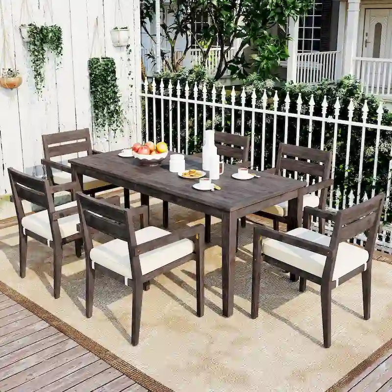 Acacia Wood Outdoor Dining Table & Chairs