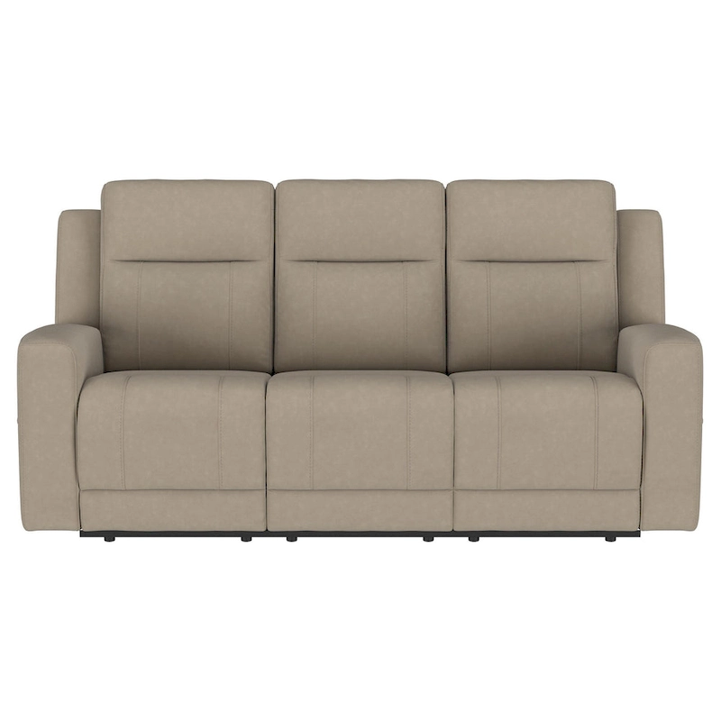 Krio Manual Recliner Sofa, 80 Inch Modern Taupe Brown Faux Leather