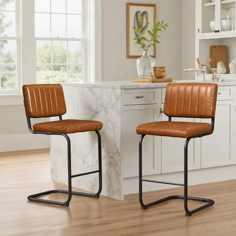 Art Leon Rustic Upholstered Counter Height Bar Stools (Set of 2)