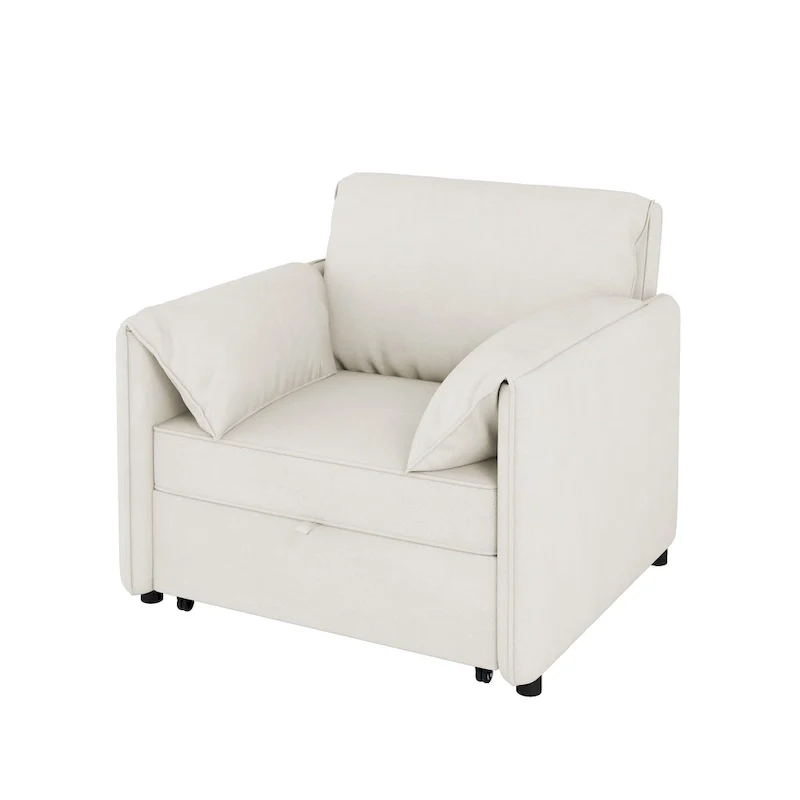 Roomfitters Convertible Sofa Bed, 3 in 1 Sleeper Chair with Adjustable Backrest and Thick Cushions, Linen Frame