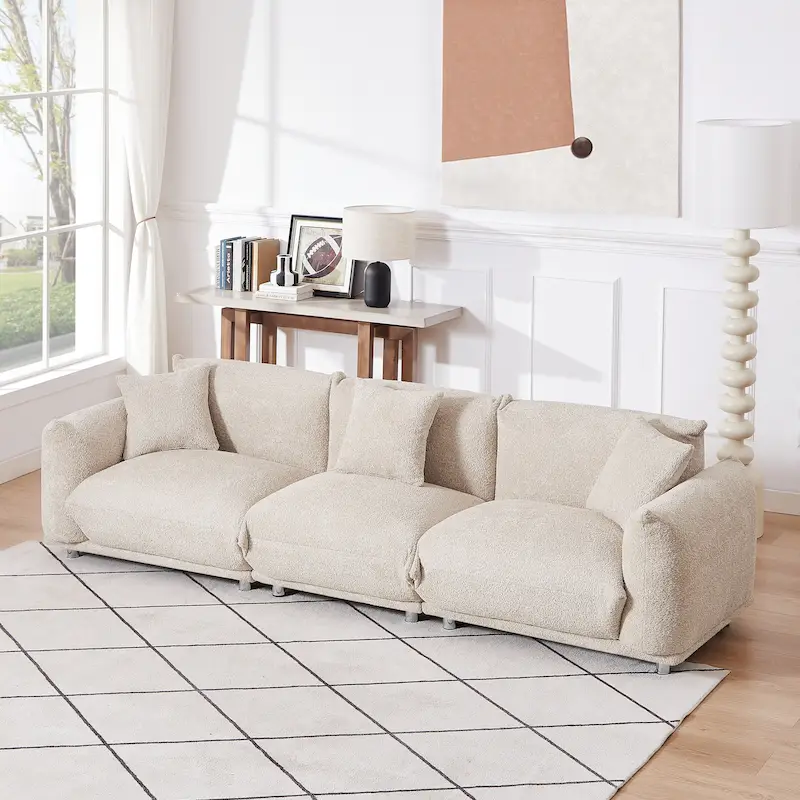 Modern 111 Oversized 3-seater Sofa with Metal Legs and Solid Wood Frame for Living Room