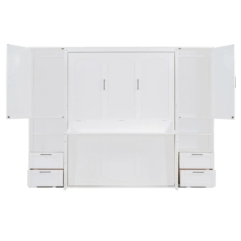 Murphy Bed (Wall Bed) — Featuring Wardrobe, Desk, Drawers, And Shelving