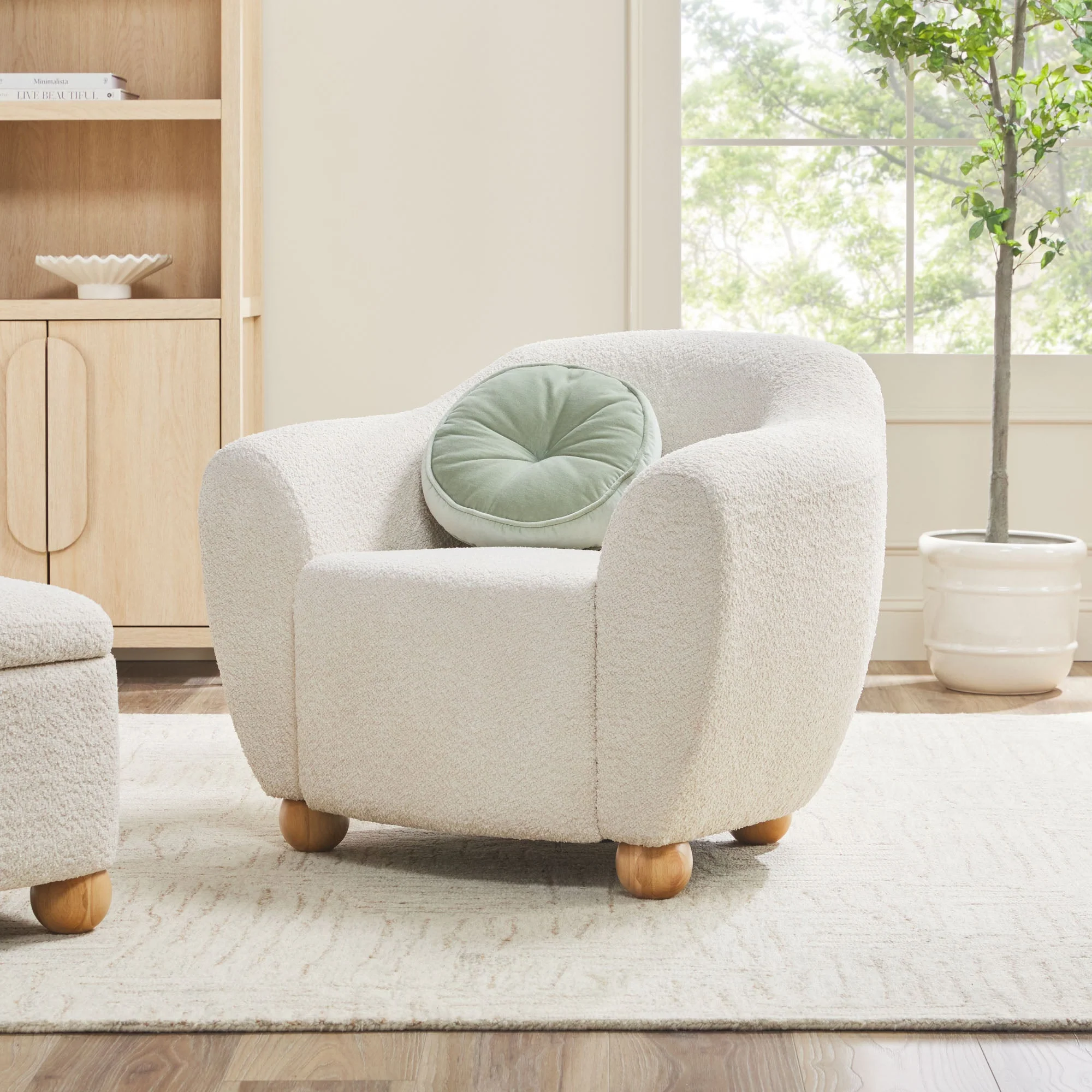 Linley Contemporary Boucle Easy Assembly Upholstered Small Accent Chair