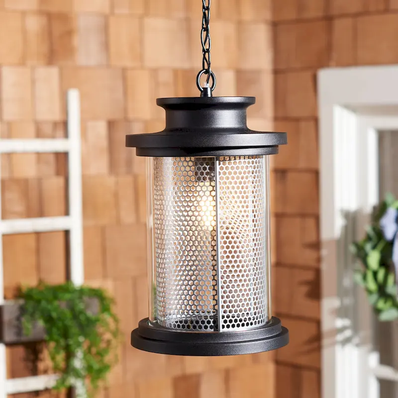 SAFAVIEH Lighting Siriana 9  Vintage Outdoor Pendant - 9  W x 9  D x 16  H - Black - 9Wx9Dx16H
