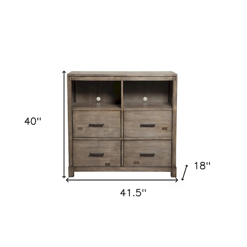 HomeRoots 42 Brown Solid Wood Open Shelving TV Stand - 40 x 41.5 x 18