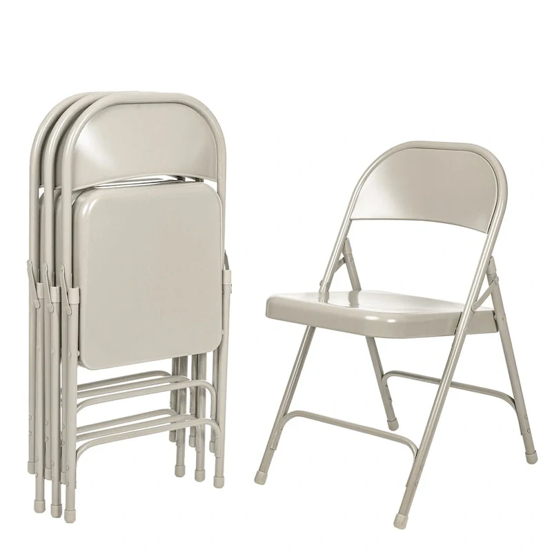 Bernadine Collection Metal Round-Backed Folding Chair, Pack of 4