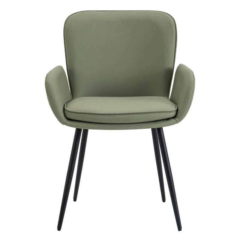 Set of 2 Cat-Scratch Resistant Dining Chairs with Gold Metal Legs