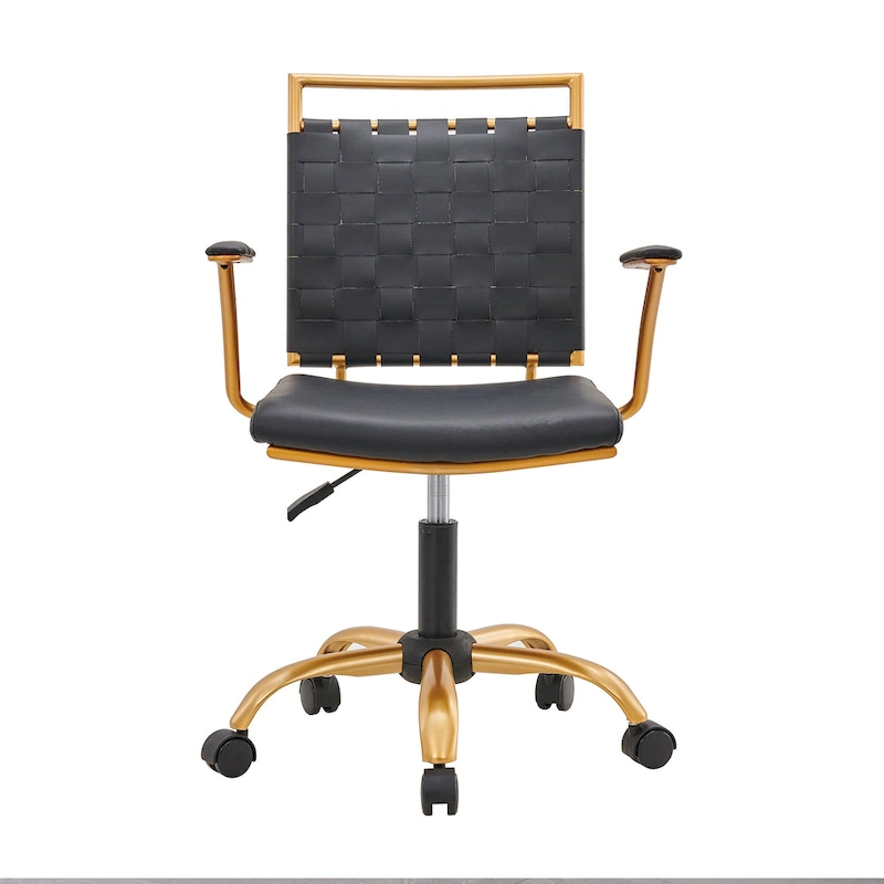 LUXMOD Goldtone Leather Mid Back Office Chair Swivel Computer Desk Chair