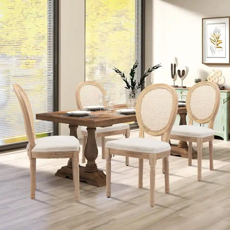 French Chair Dining Chair Solid Wood with Nailhead Trim Set of 2