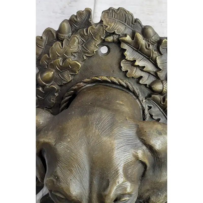 Hanging Wall Mounted Bronze Sculpture Of Retriever Dog With Imitative Rabbit In Mouth 12 Inches X 17 Inches