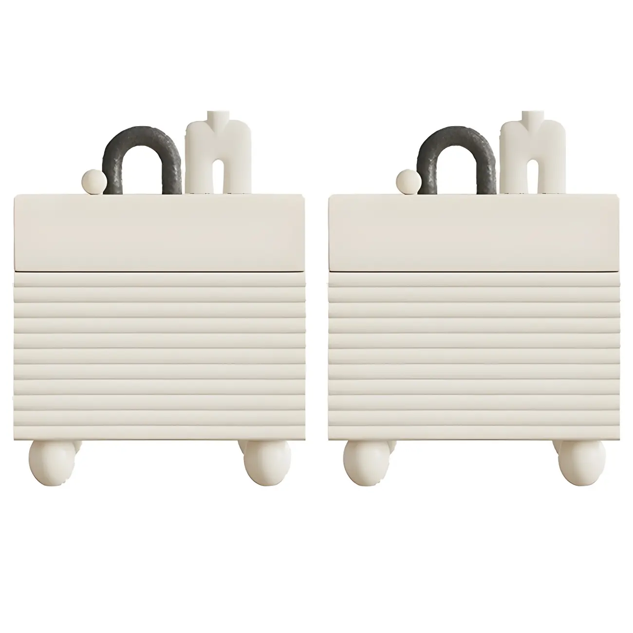 Narrow Cubic 2-Drawer Wood Small Bedside Table