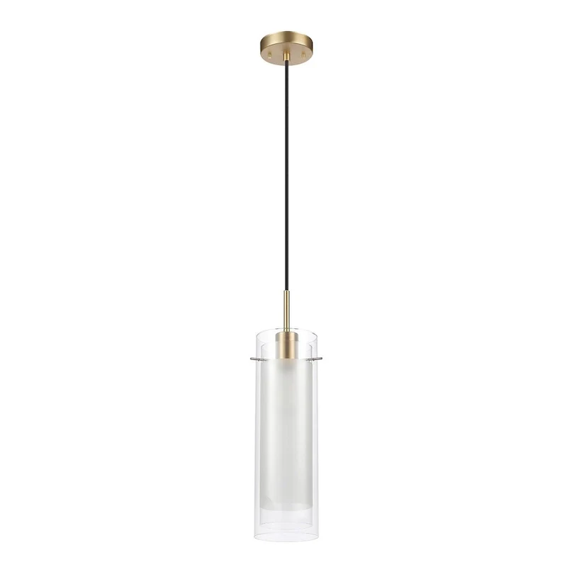Sydney 1-Light Matte Brass Pendant Lighting with Clear Glass Shade and Frosted Glass Insert - one size