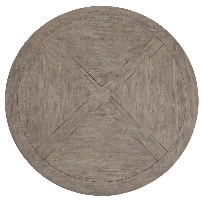 Round Antique Grey Oak Dining Table