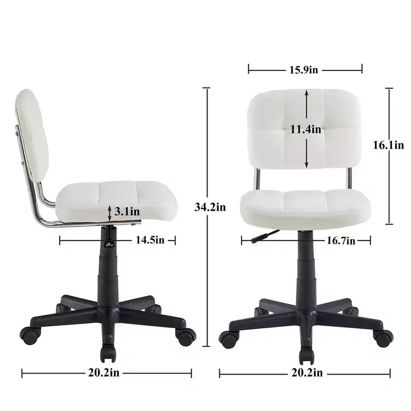 Gray / White Armless Swivel Office Chair, Height Adjustable, Seats 1