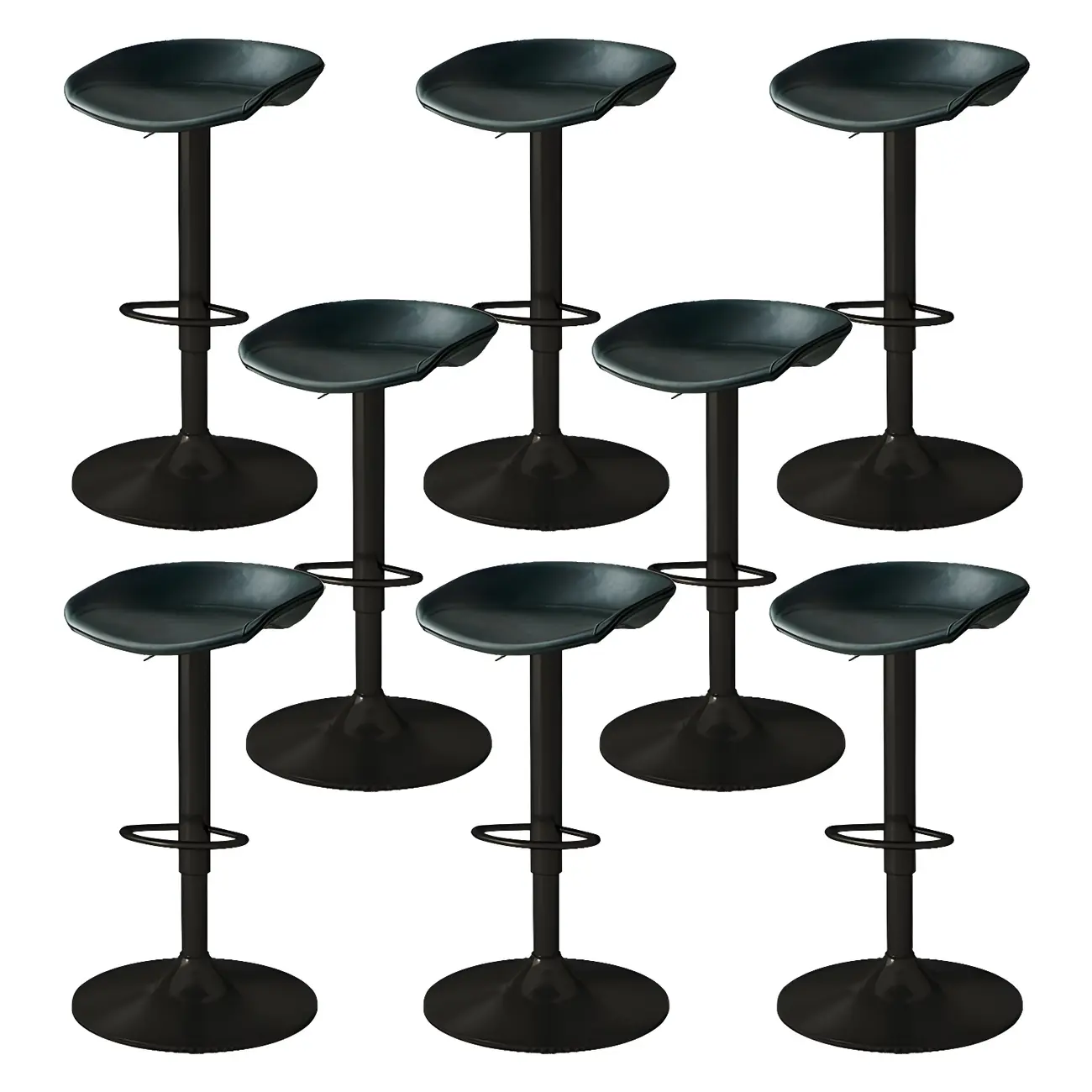 Modern Leather Black Pedestal Swivel Adjustable Bar Stool