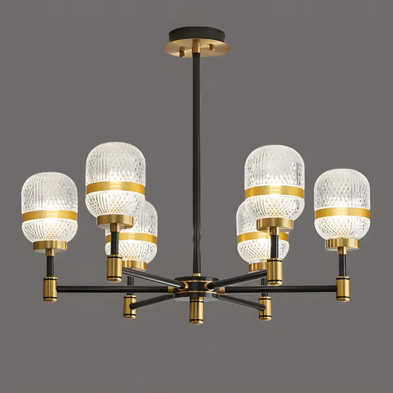 Modern Black Gold Prismatic Glass Sputnik Chandelier