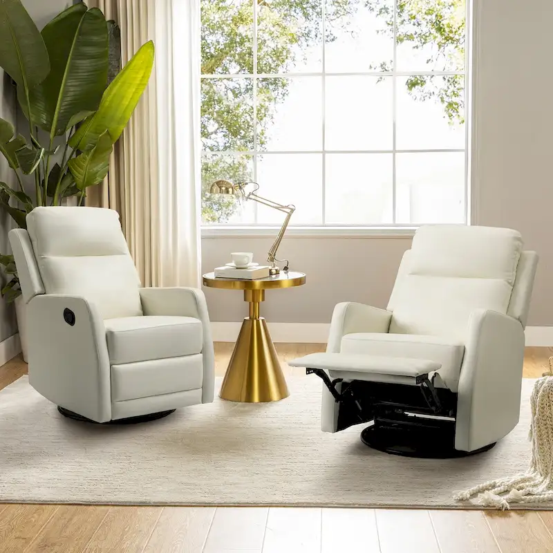 Esteban Modern Faux Leather Manual Rocking Swivel Recliner with Wingback Set of 2