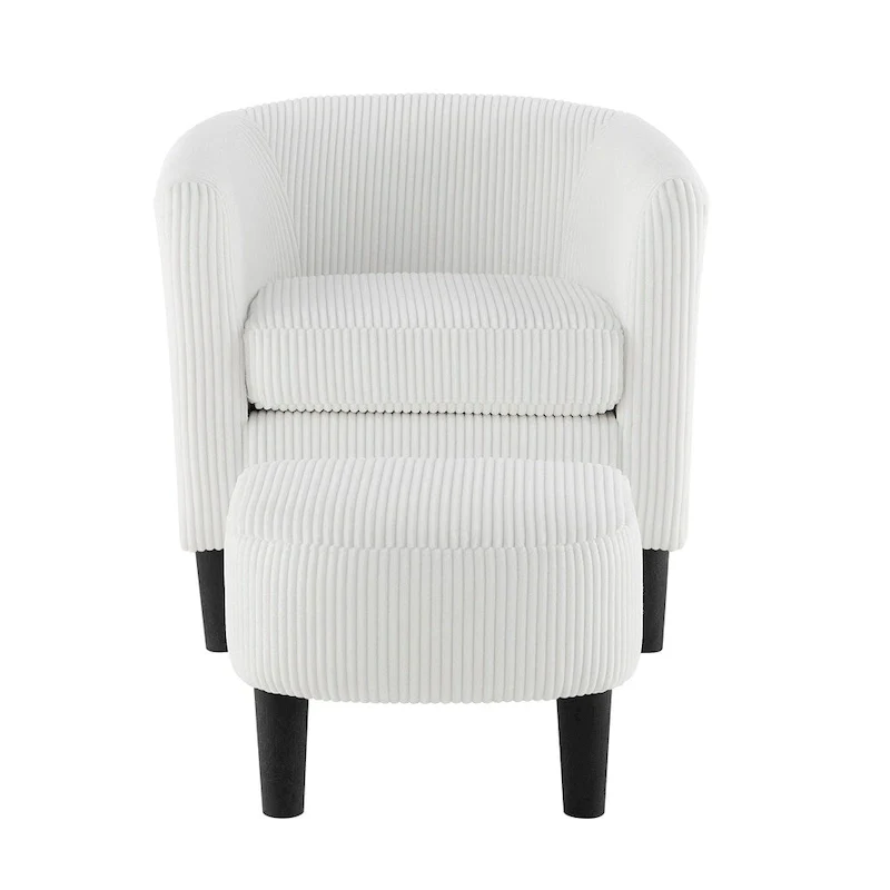 Modern Fabric Upholstered Accent Chair with Ottoman Foot Rest
