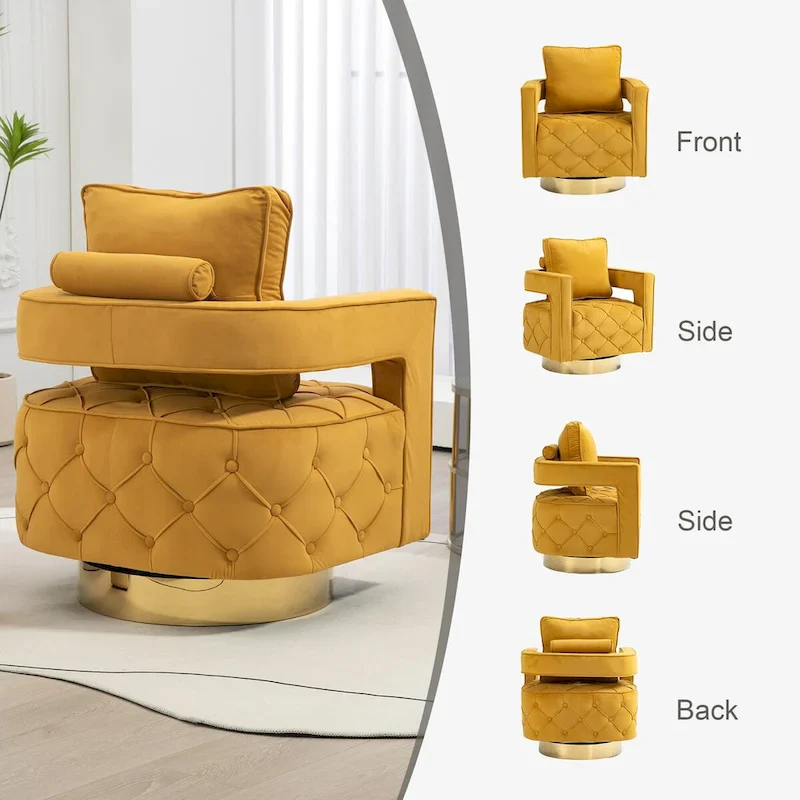 Fabric pull buckle living room rotating leisure chair, reception and negotiation chair