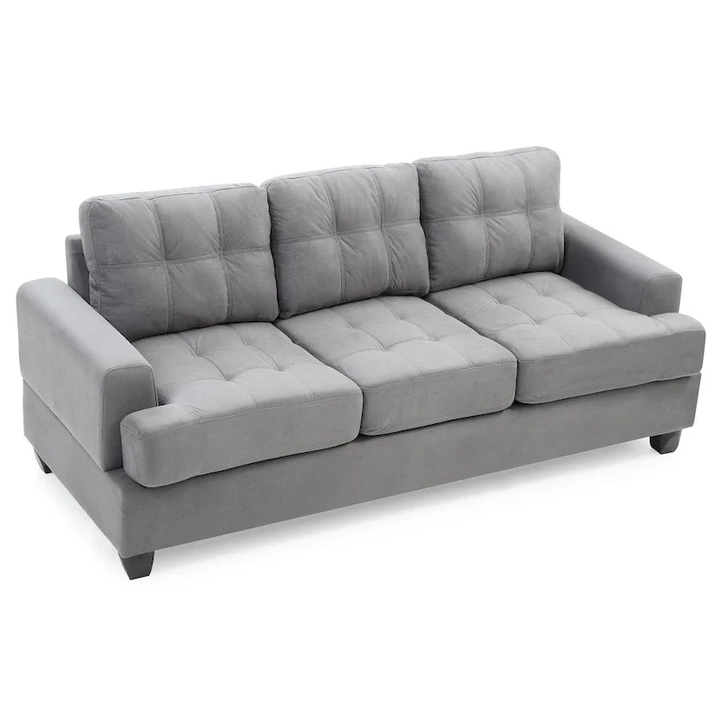 Sandridge 79 in. W Flared Arm Microfiber Straight Sofa - 34L x 79W x 36H