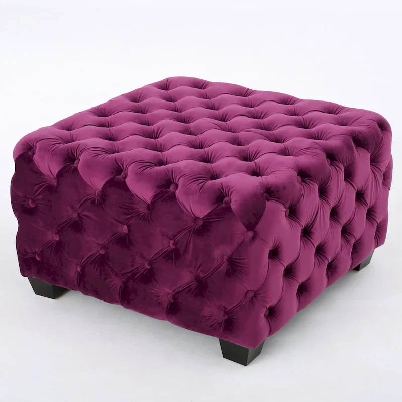 Jaymee Modern Glam Button Tufted Velvet Ottoman by Christopher Knight Home
