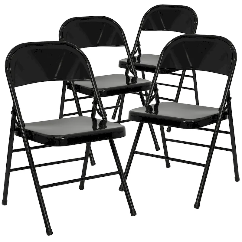 4 Pack Triple Braced & Double Hinged Metal Folding Chair