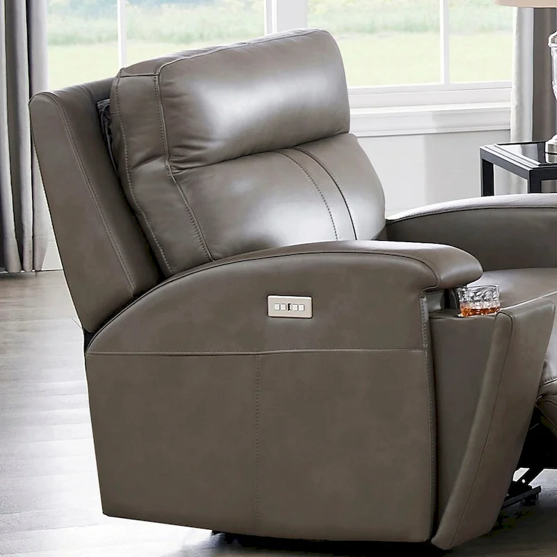 Hydeline Venice Zero Gravity Power Recline and Headrest Top Grain Leather Recliner with Cup Holder