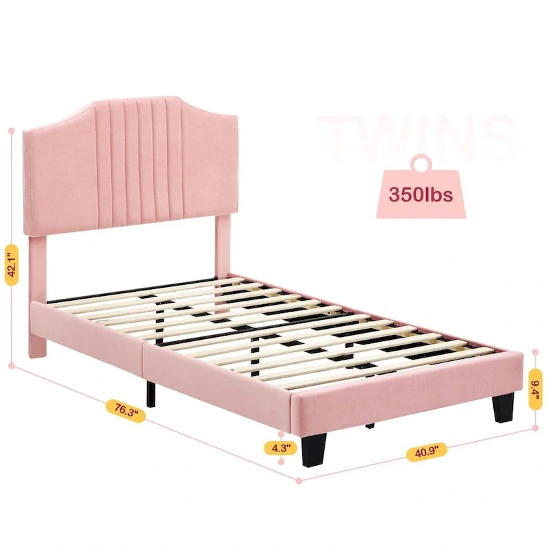 Upholstered Kids Tufted Bed Frame with Headboard