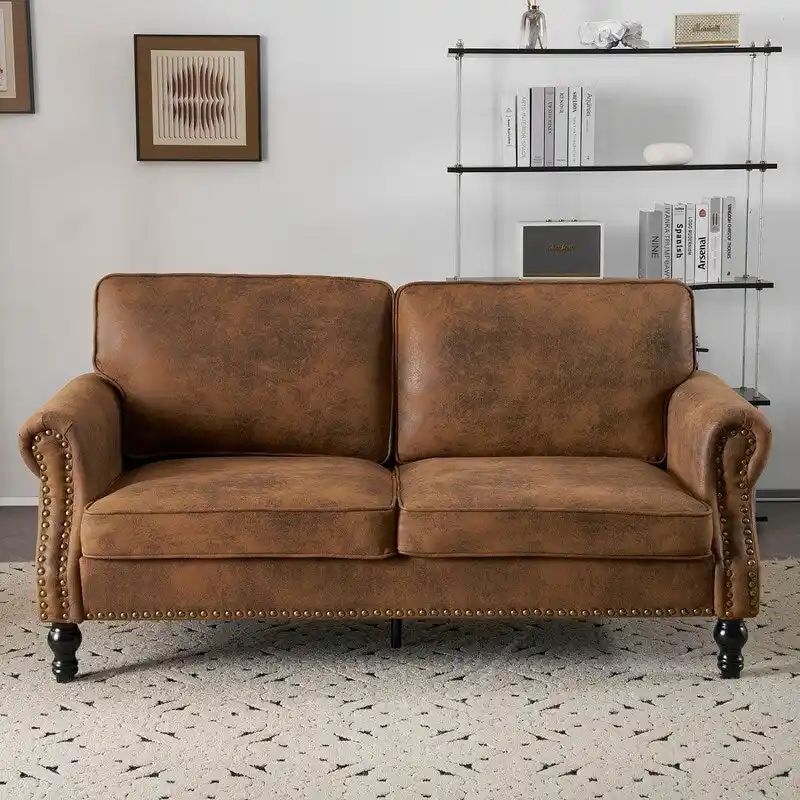 673231 Mid Century Upholstered Double Sofa Indoor