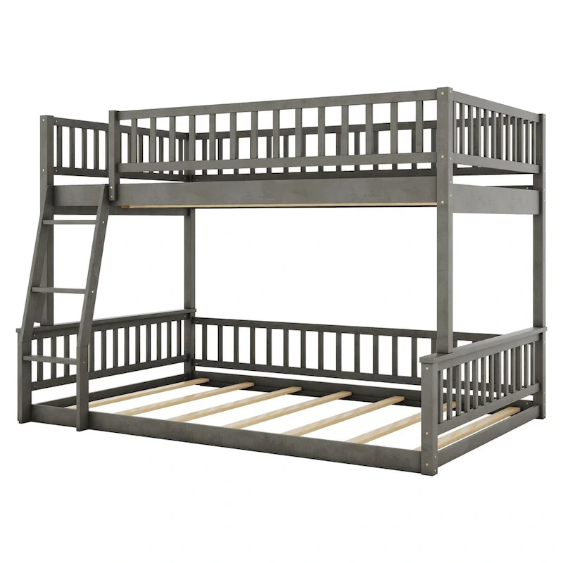 Full XL over Queen Bunk Bed with Ladder and Guardrails