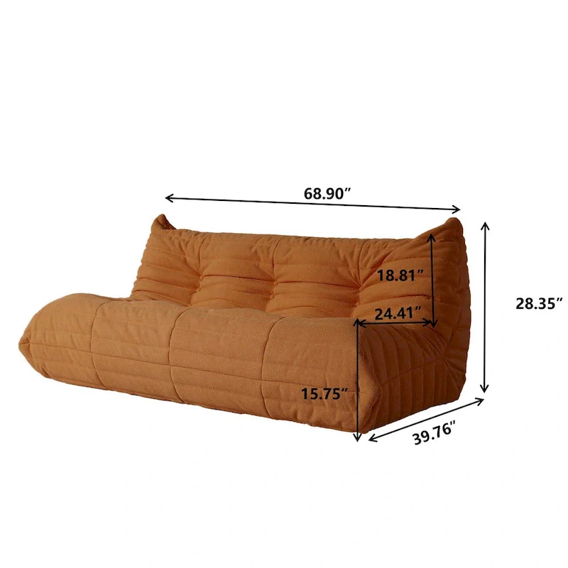 Modern Bean Bag Chair, Teddy Fabric Lounger Chair Lazy Sofa Set
