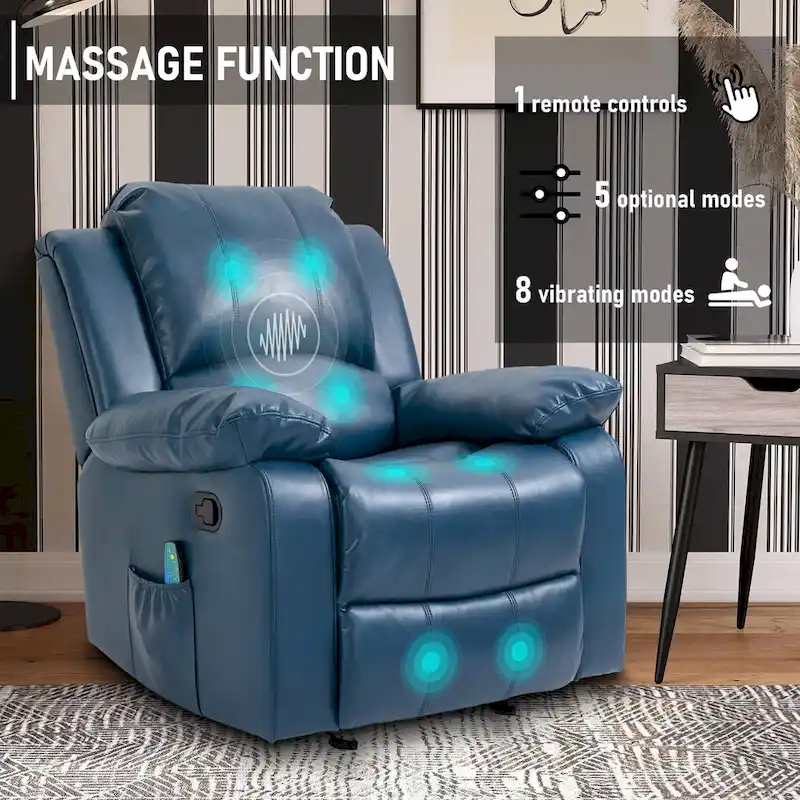 Clihome Faux Leather Recliner Chair with Massage