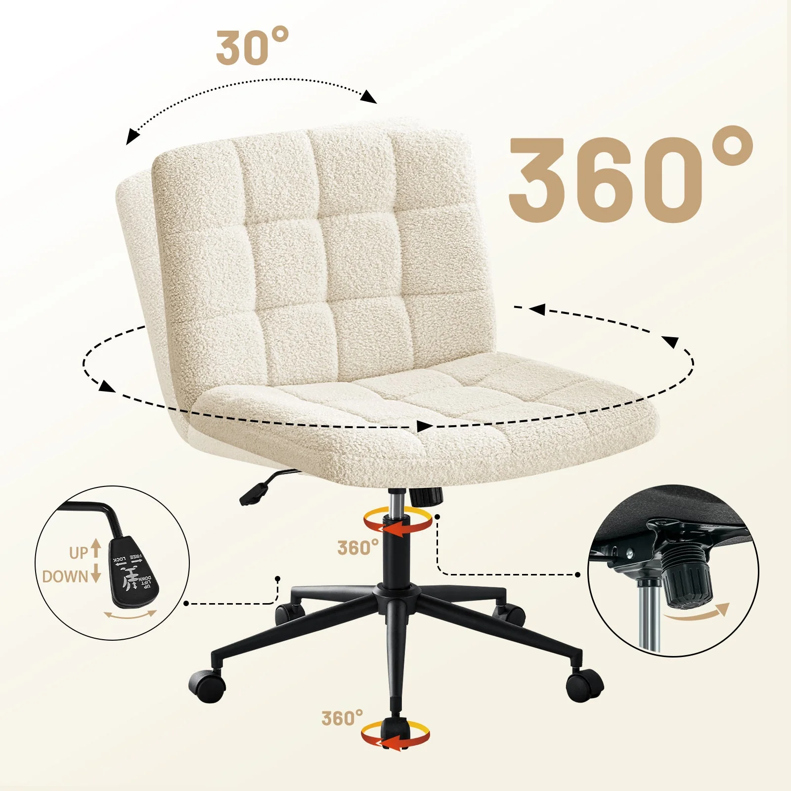 Walker Edison | Viral Wide Seat Sherpa Home Office Desk Chair with Wheels