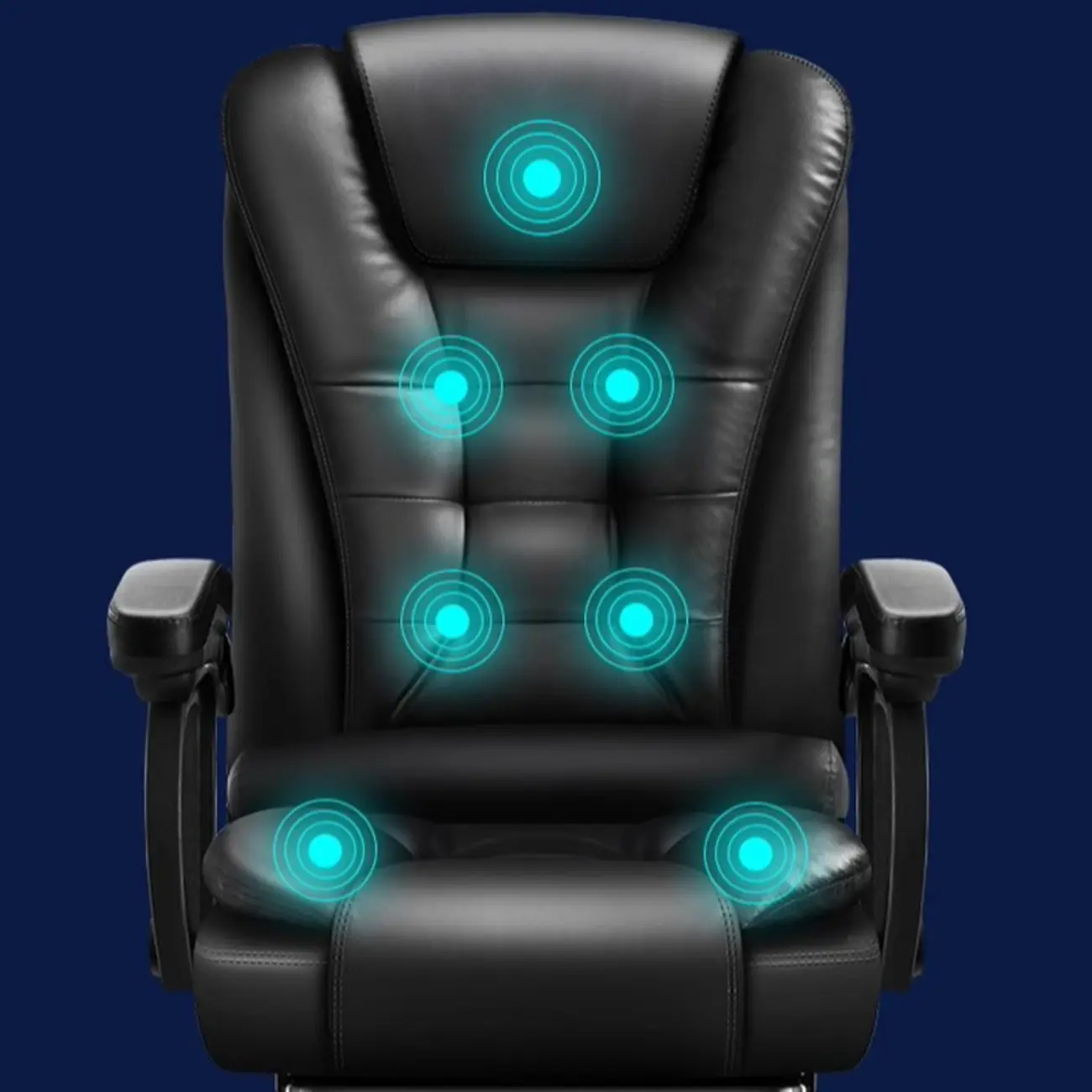 Ergonomic Black Leather Swivel Office Chair with Footrest