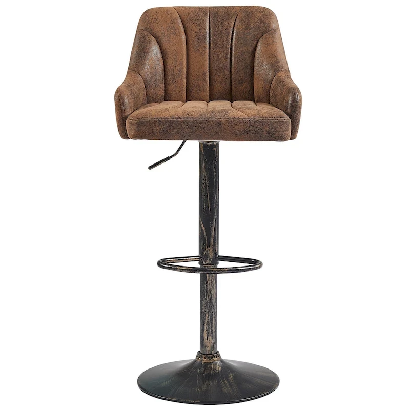 Adjustable Armless Swivel PU Leather Bar Stools Chrome Air Lift Counter Height Stools Set of 4