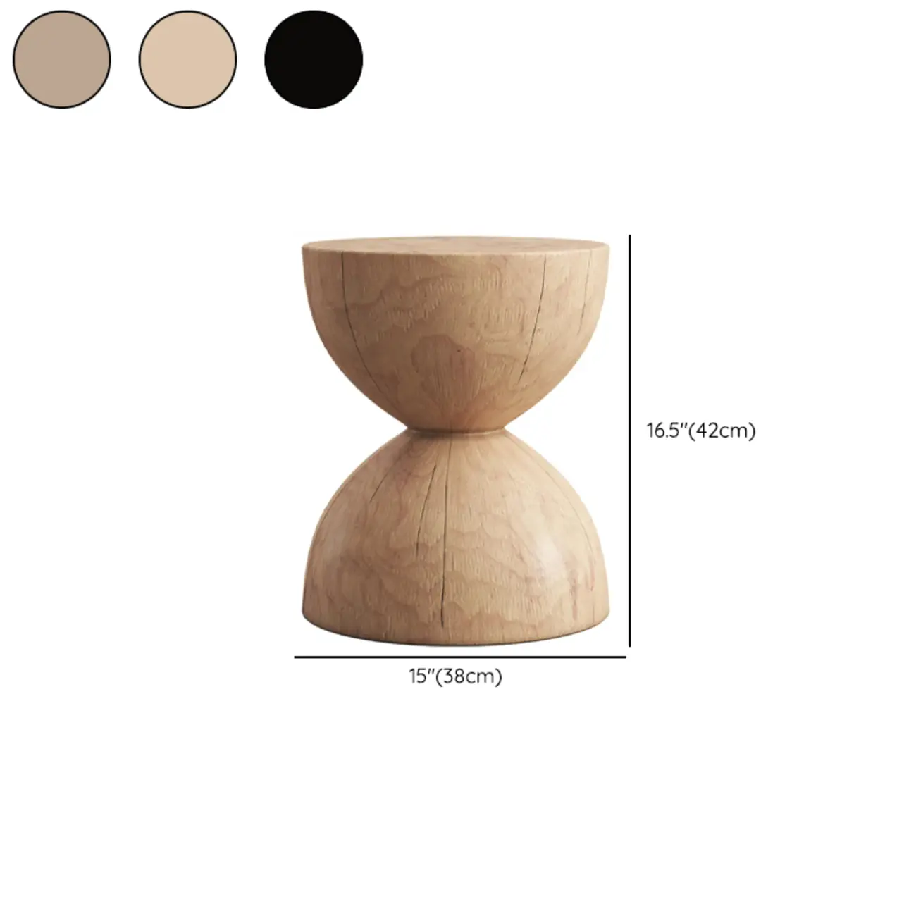 Hourglass Wooden Natural Finish Chairside Table