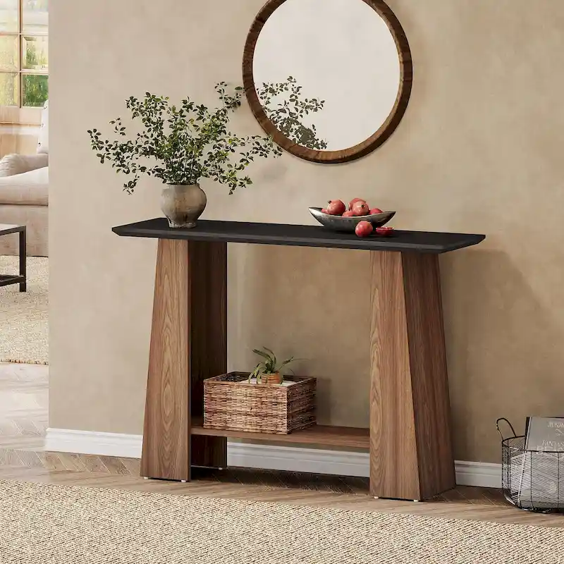 47 Mid-Century Modern Console Sofa Table with Storage for Entryway - 47.24 W x 13.78 D x 35.43 H