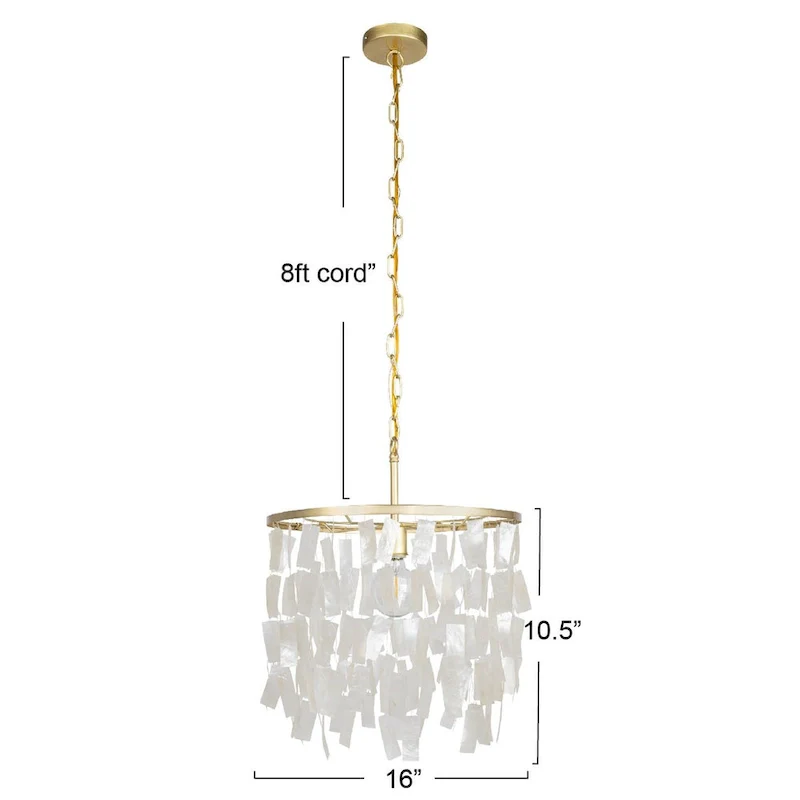 Marina Metal and Natural Capiz Chandelier Style Pendant Ceiling Light