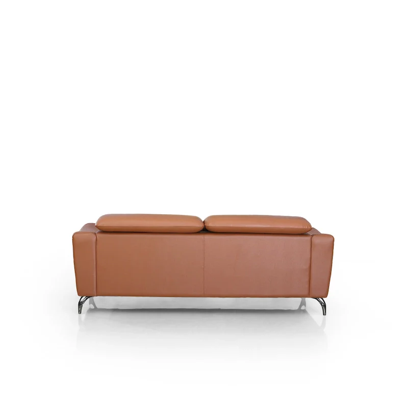 Modern Cognac Leather Brown Sofa