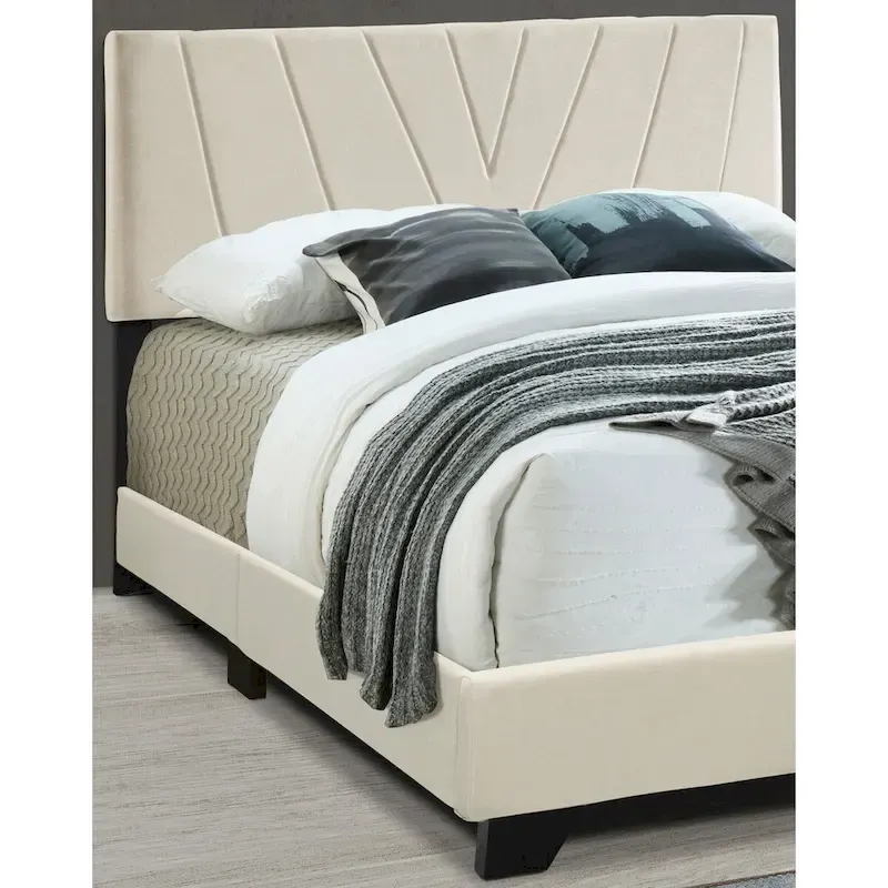 Upholstered Cream Velvet Bed Frame – Queen & King