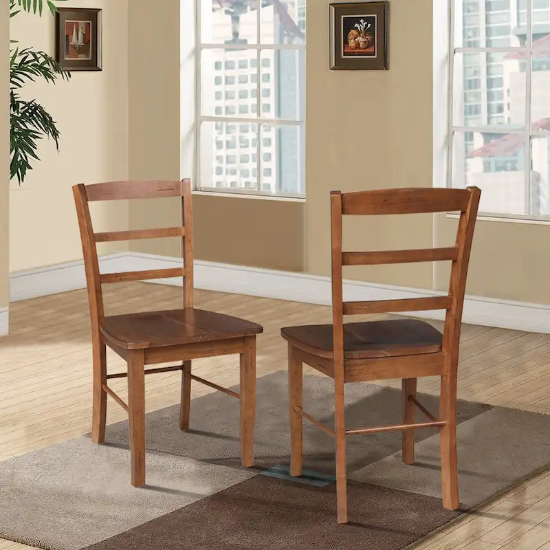 International Concepts Solid Wood Madrid Ladderback Chairs, Set of 2 - N/A