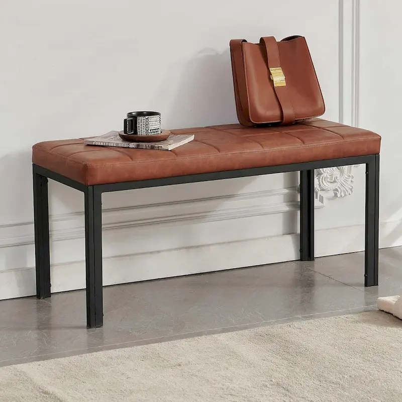 Howtai 36.6 Upholstered Leather PU Dining Bench