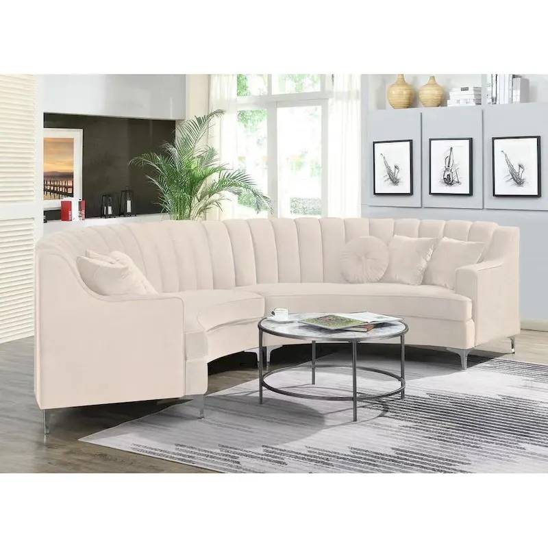 142Velvet Fabric Curve Sectional Sofa - 142