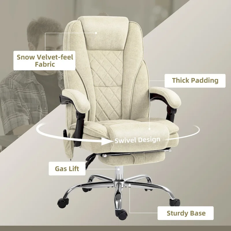 Vinsetto Massage Office Chair with 6 Vibration Points, Heated Reclining Computer Chair, Swivel Desk Chair