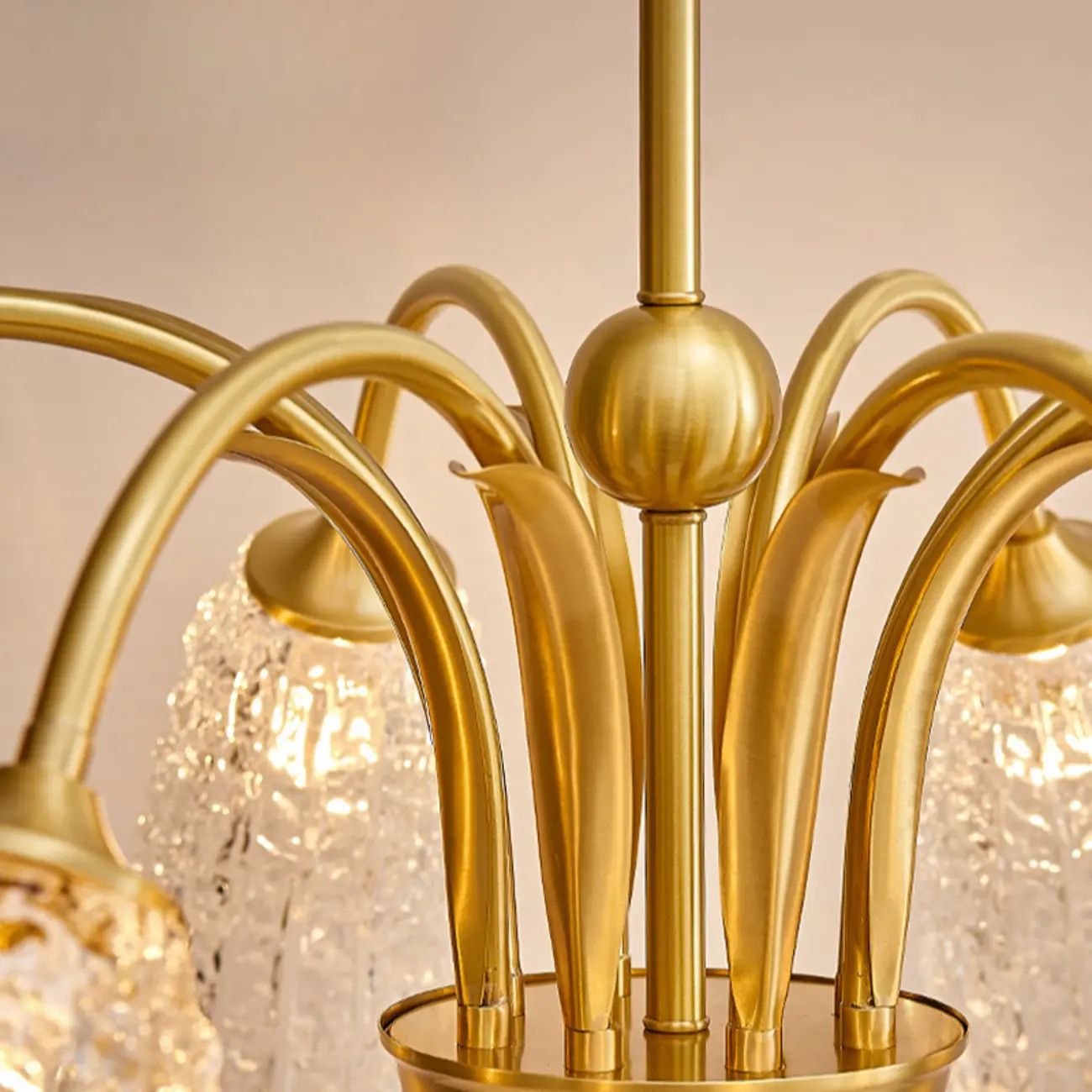Elegant Gold Downward Crystal Bell Chandelier