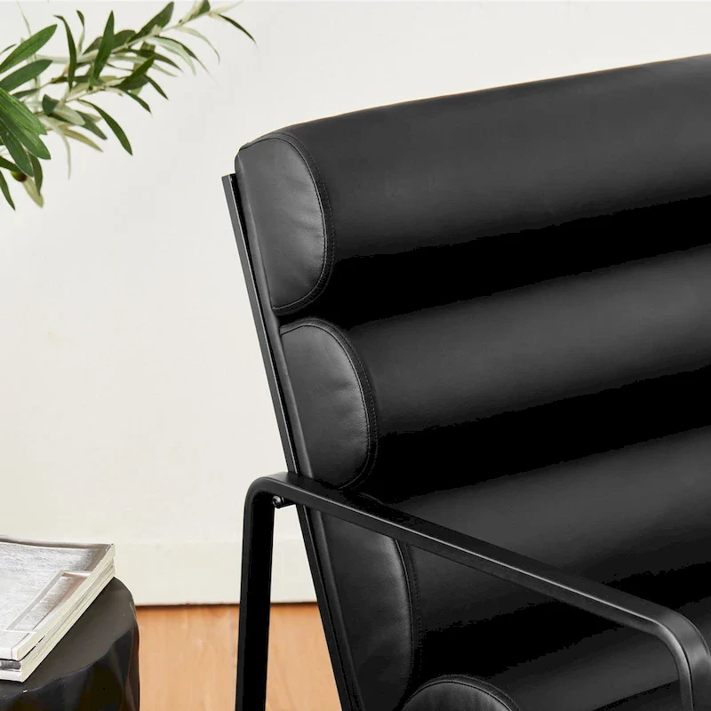 26.75W Modern Comfy PU Leather Accent Chair with Metal Frame